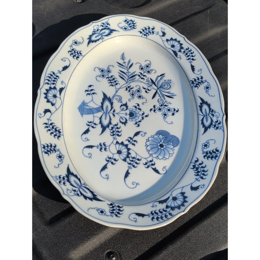 Vintage Blue Danube Japan Oval Serving Platter 15 3/4" Blue Onion Style